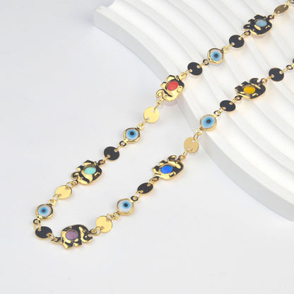 Colorful Eye Charm Statement Necklace Acalora