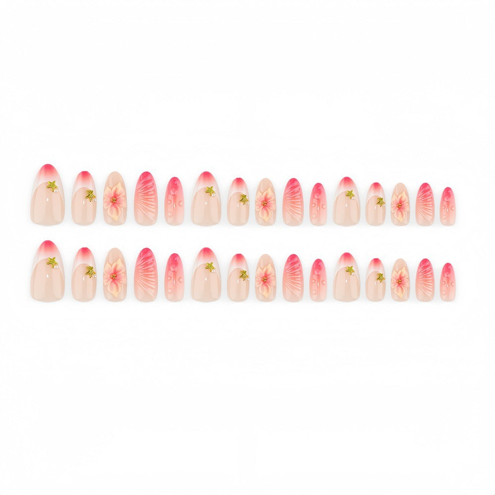 Artificial nails with flower and glitter accents Acalora