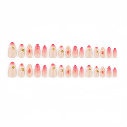 Artificial nails with flower and glitter accents Acalora