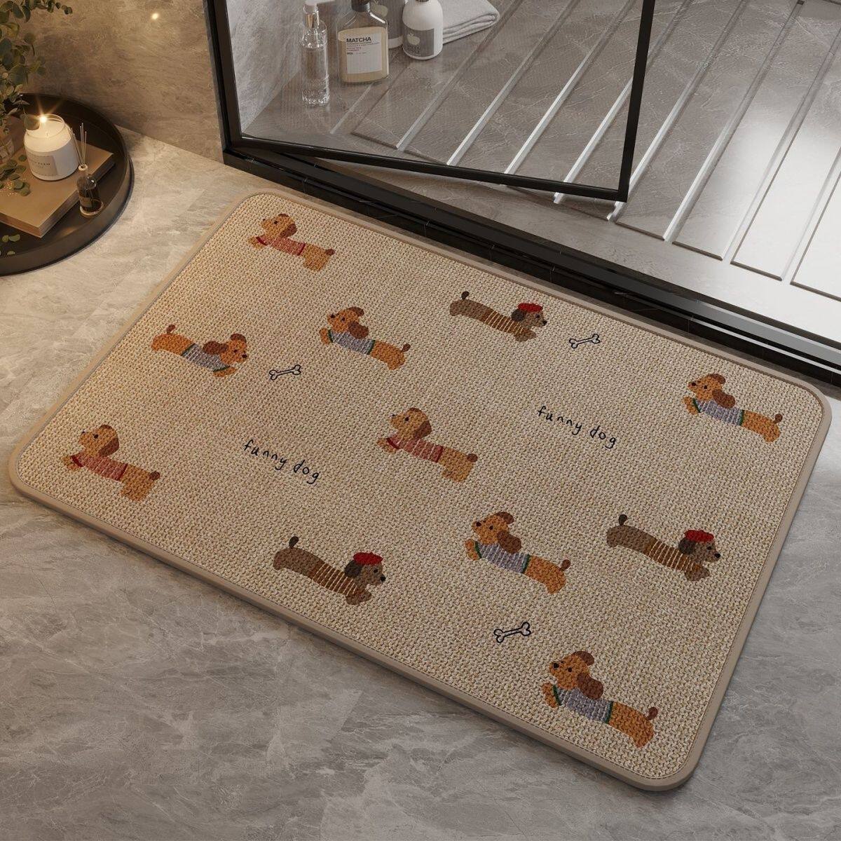 Playful Dog-Themed Bath Mat