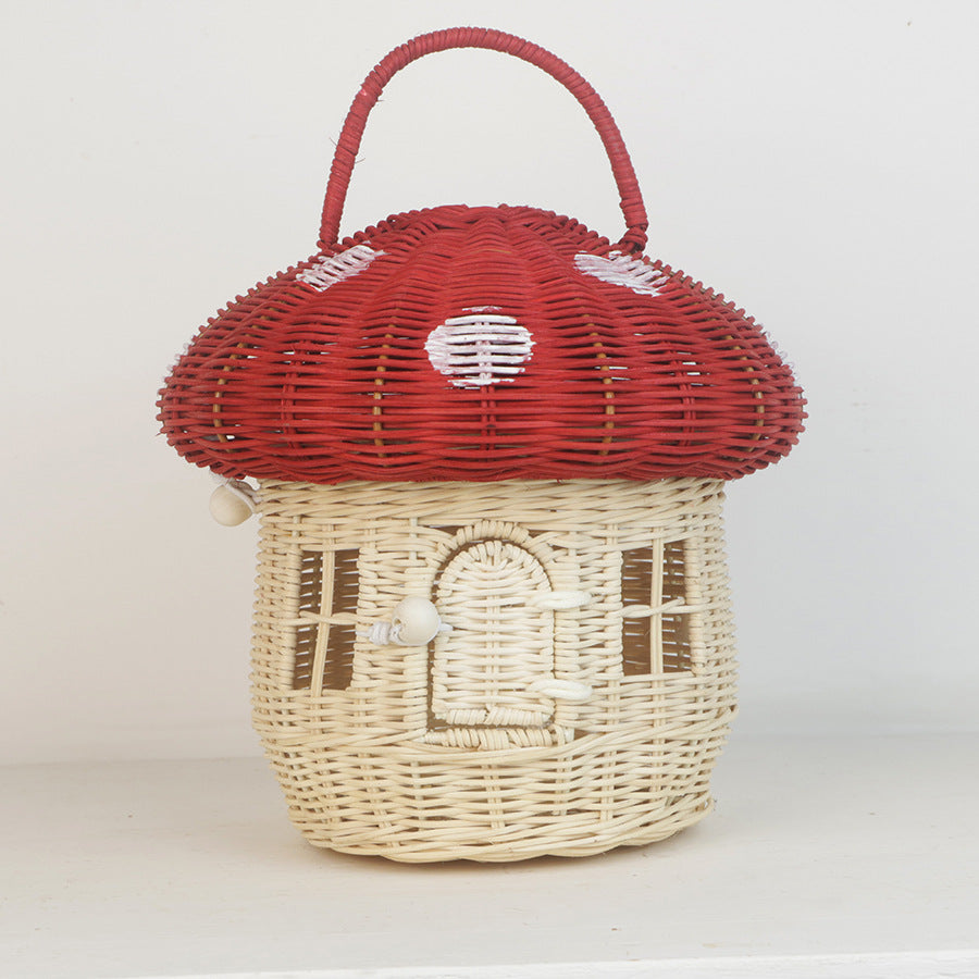 Whimsical Mushroom-Shaped Woven Storage Basket Acalora
