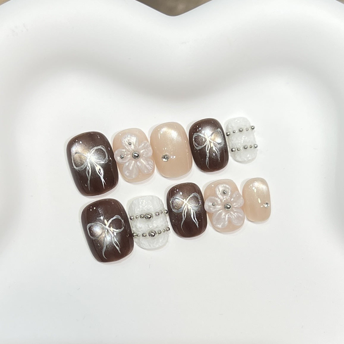 Elegant Stiletto Press-On Nail Set with Decorative Accents Acalora