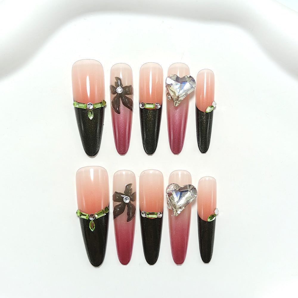 Artificial nails with elegant flower and heart decoration Acalora