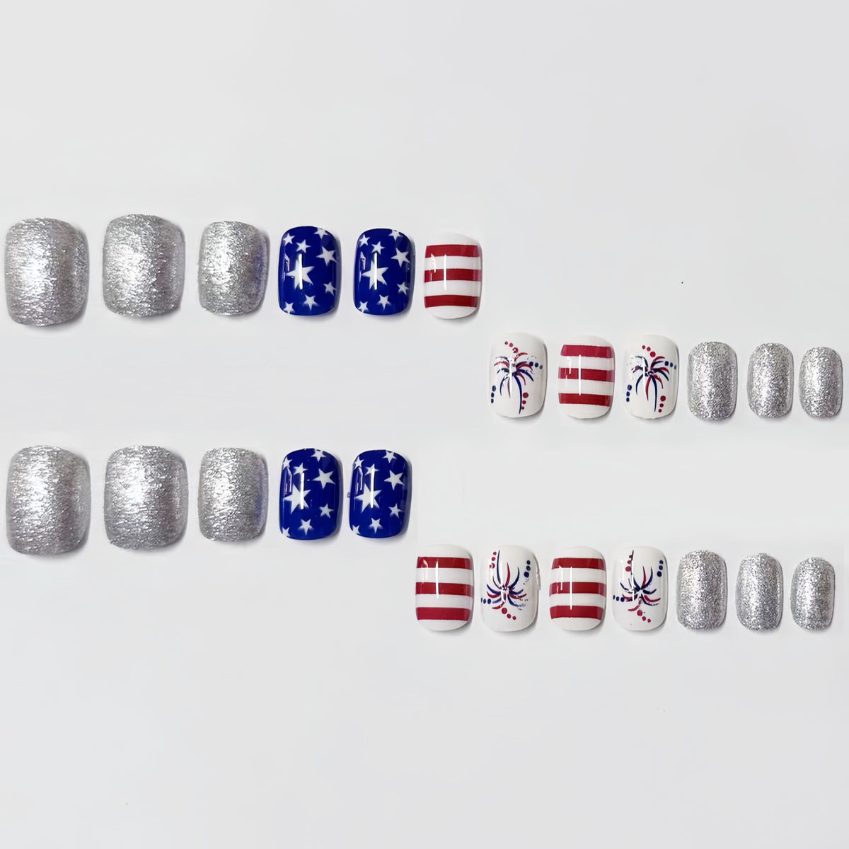 Patriotic Themed Press-On Nail Art Set Acalora