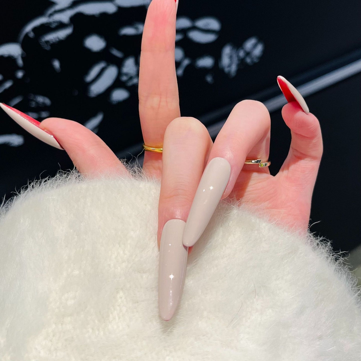 Stiletto Press-On Nail Art Set with Elegant French Tips Acalora