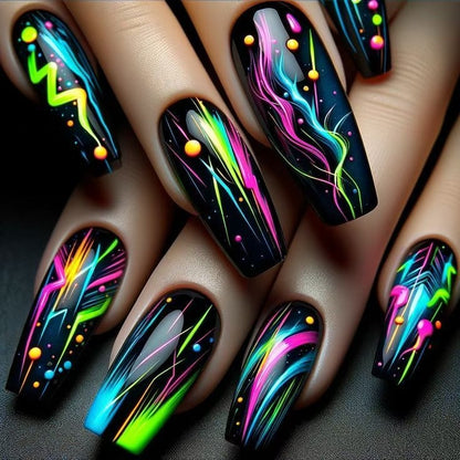 Neon Glow-In-The-Dark Nail Art Acalora
