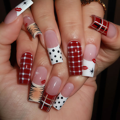 Artistic Press-On Nail Set with Unique Patterns Acalora
