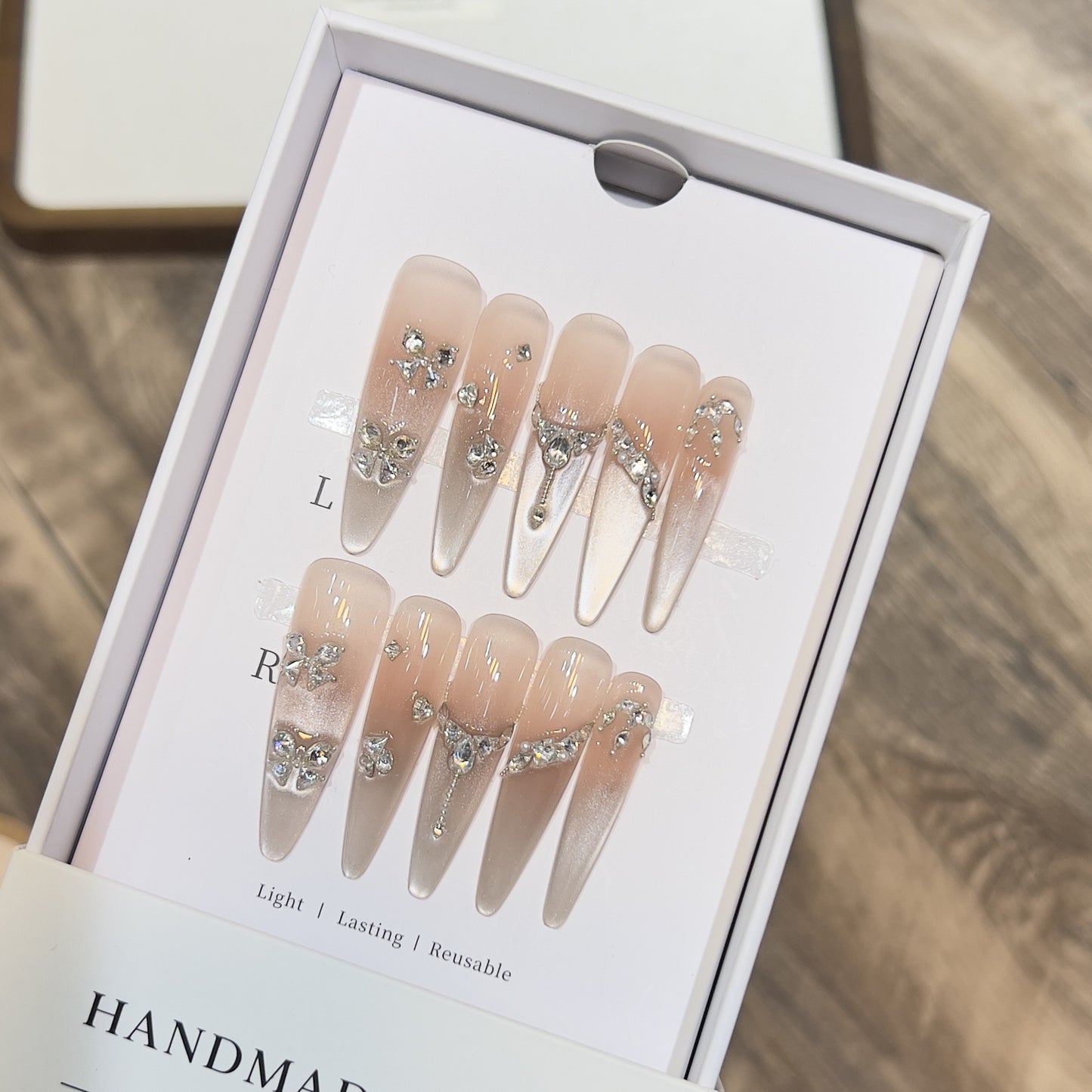 Reusable Stiletto Nail Art Set with Crystal Accents Acalora