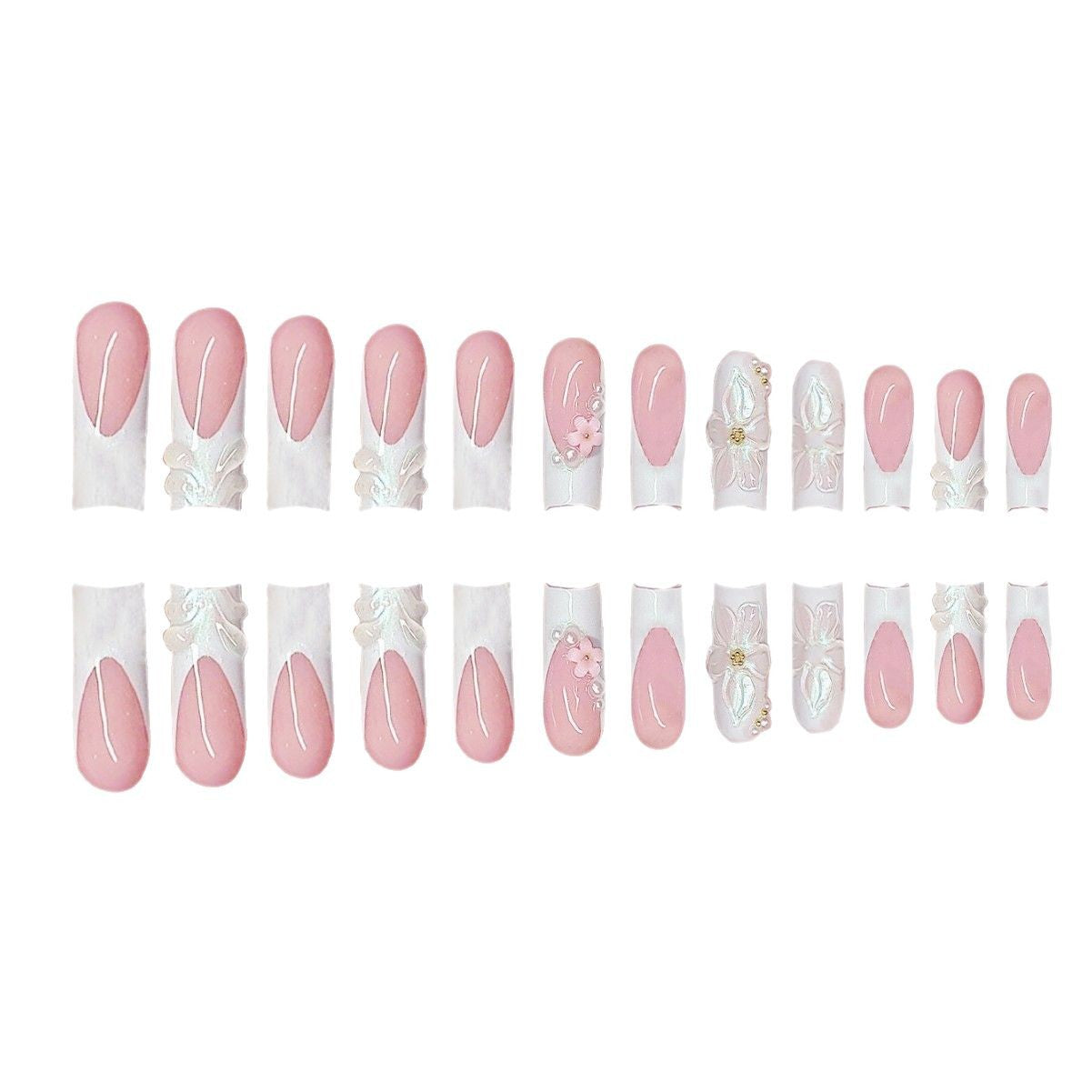 Decorative 3D Floral Press-On Nails Acalora