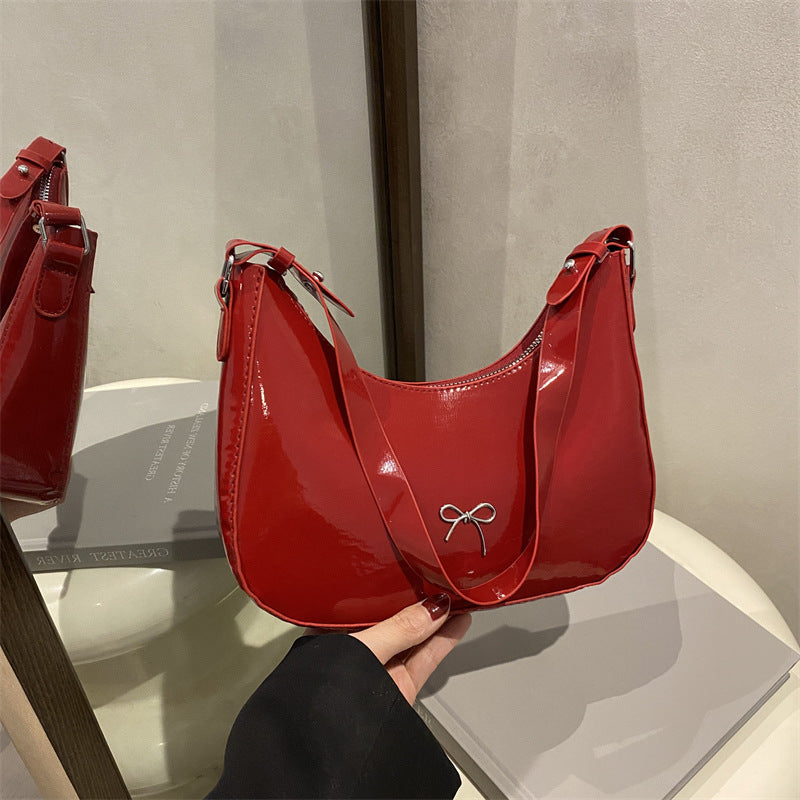 Premium Glossy Faux Leather Hobo Bag Acalora