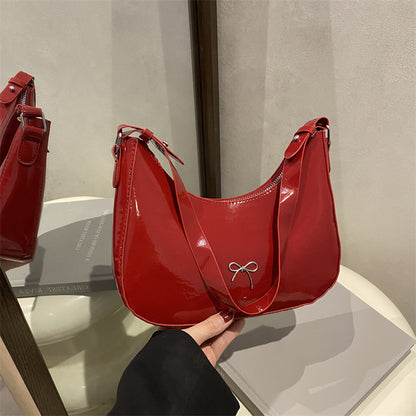 Premium Glossy Faux Leather Hobo Bag Acalora