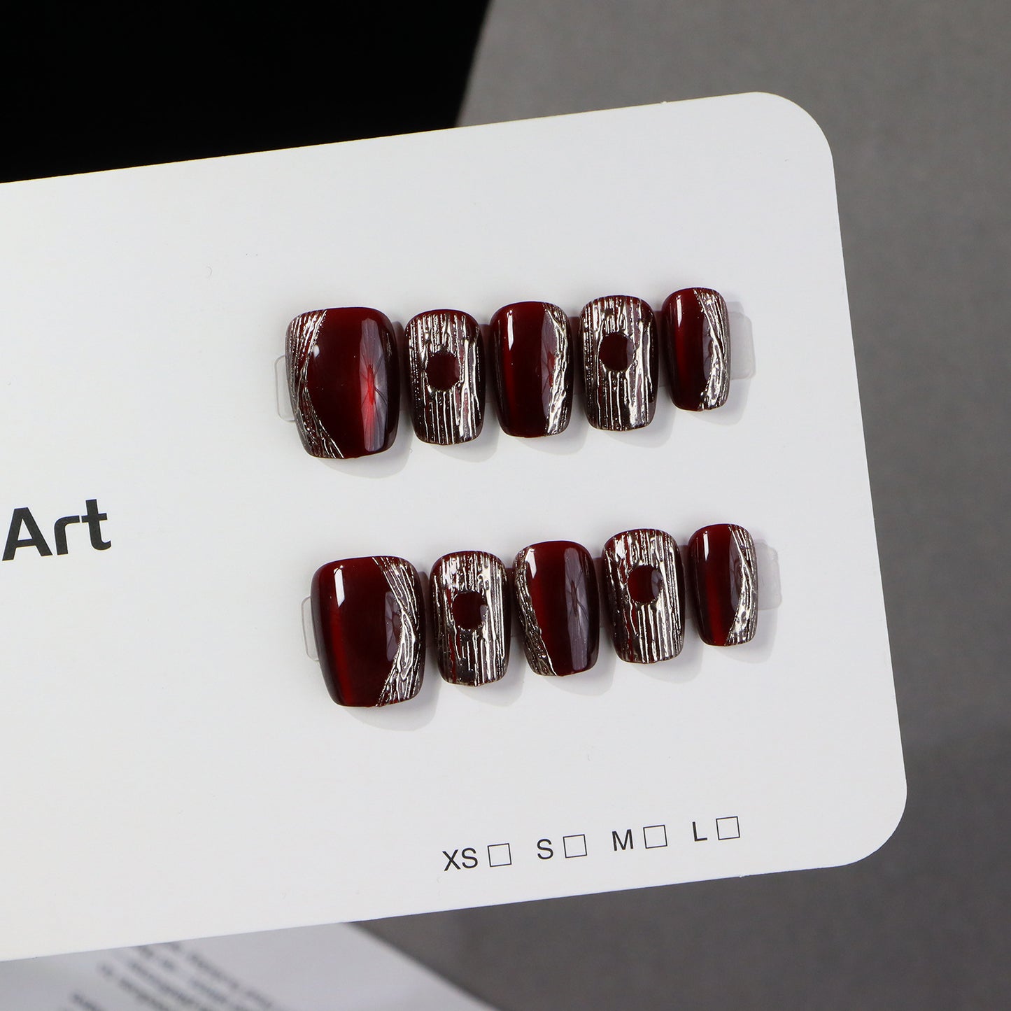 Chic Almond-Shaped Press-On Nail Set with Elegant Silver Accents Acalora