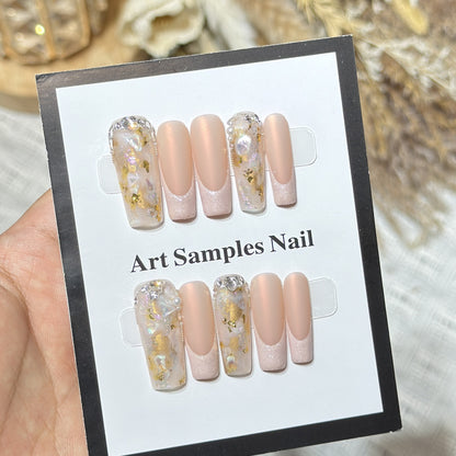 Luxurious Decorative Press-On Nail Set with Artistic Elements Acalora
