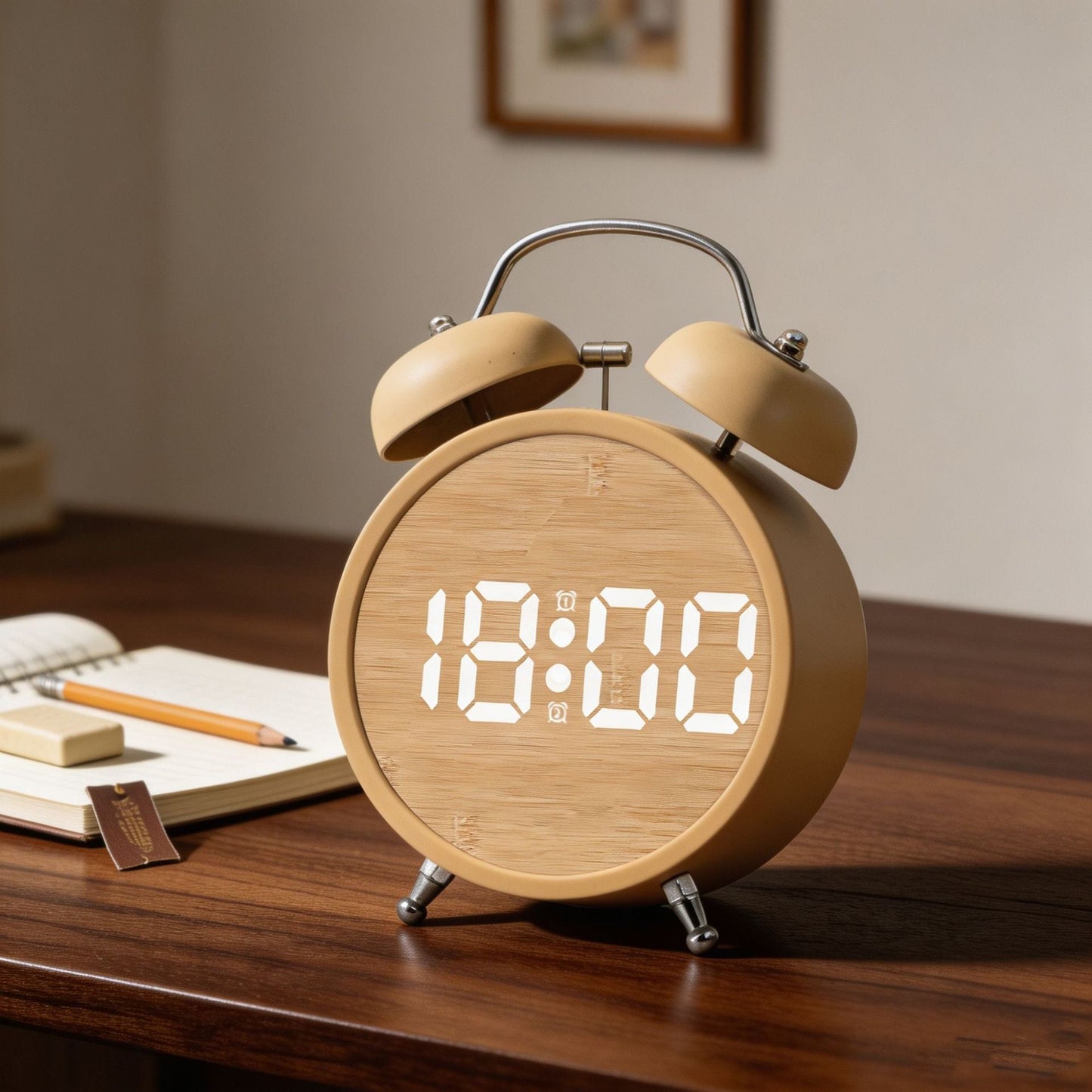 Digital Alarm Clock in Modern Design with Large LED Display