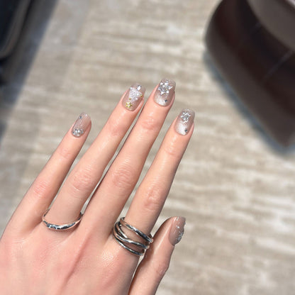 Elegant Press-On Nail Art Set with Sparkling Accents Acalora
