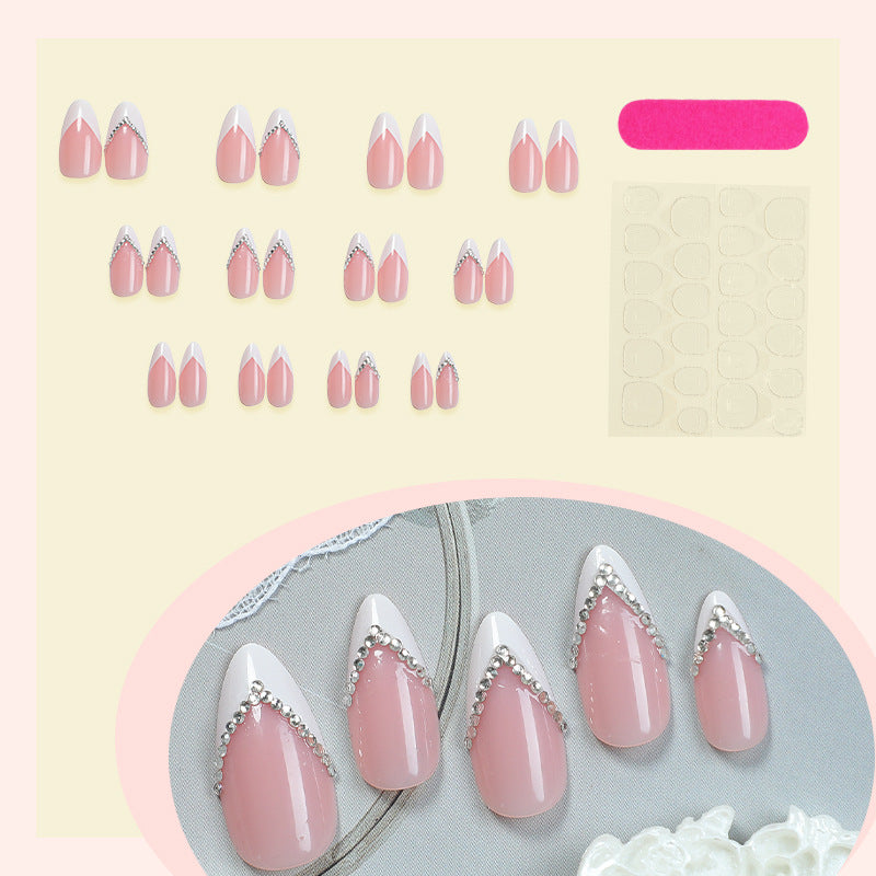 Elegant Pointed Press-On Nails with Rhinestone Accents Acalora