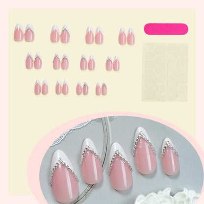 Elegant Pointed Press-On Nails with Rhinestone Accents Acalora