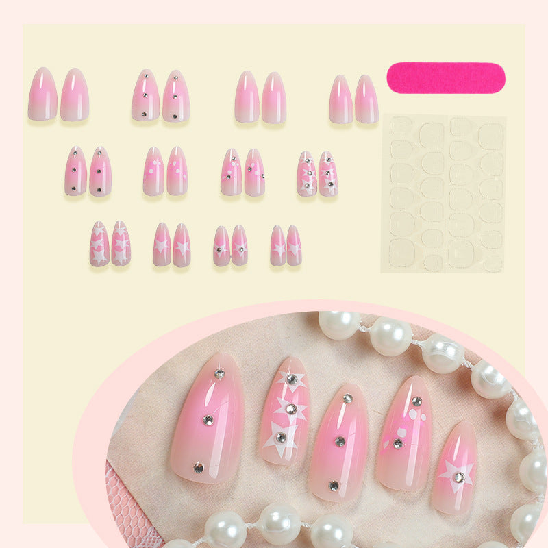 Decorative Press-On Nail Art Set with Star and Sparkle Accents Acalora