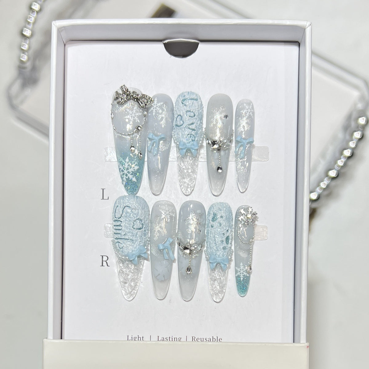 Decorative Rhinestone-Embellished Stiletto Nails Acalora