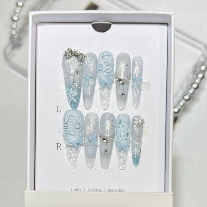 Decorative Rhinestone-Embellished Stiletto Nails Acalora