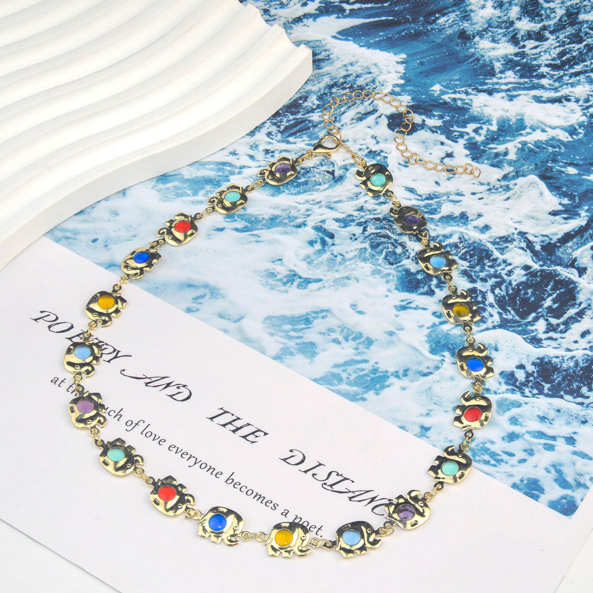 Colorful Eye Charm Statement Necklace Acalora