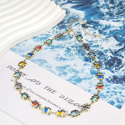 Colorful Eye Charm Statement Necklace Acalora