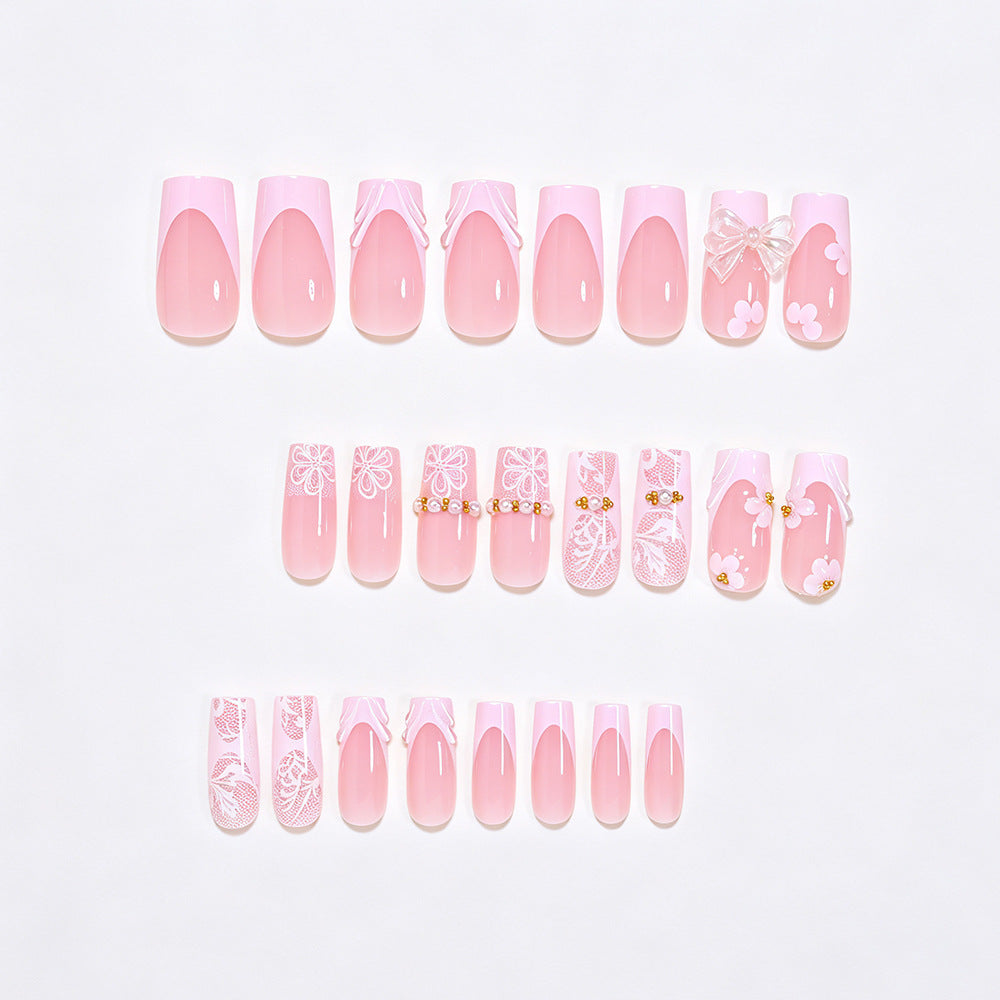 Elegant Floral Press-On Nail Art Tips Acalora