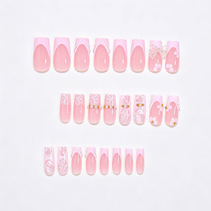 Elegant Floral Press-On Nail Art Tips Acalora
