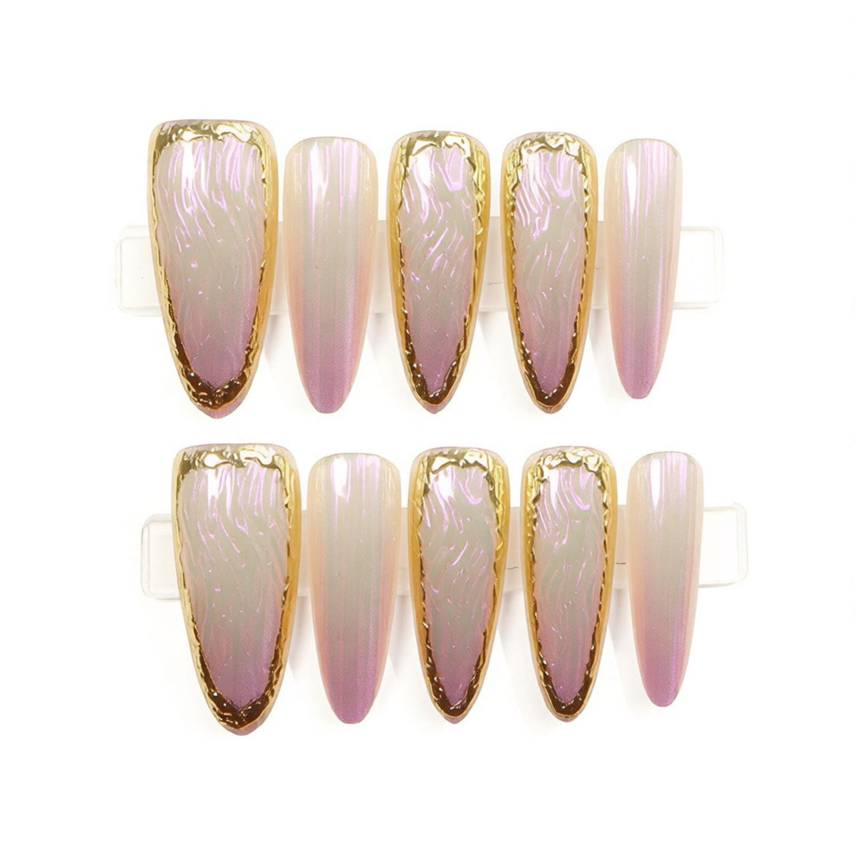 Luxury Press-On Nail Set with Elegant Metallic Edges Acalora