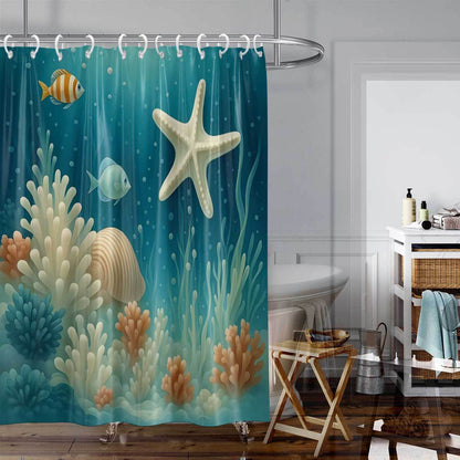 Coastal-Inspired Artistic Shower Curtain