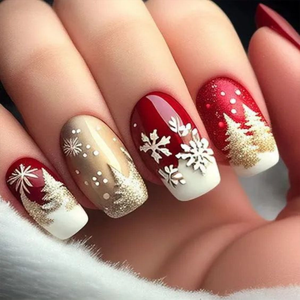 Christmas art nails with festive winter design Acalora