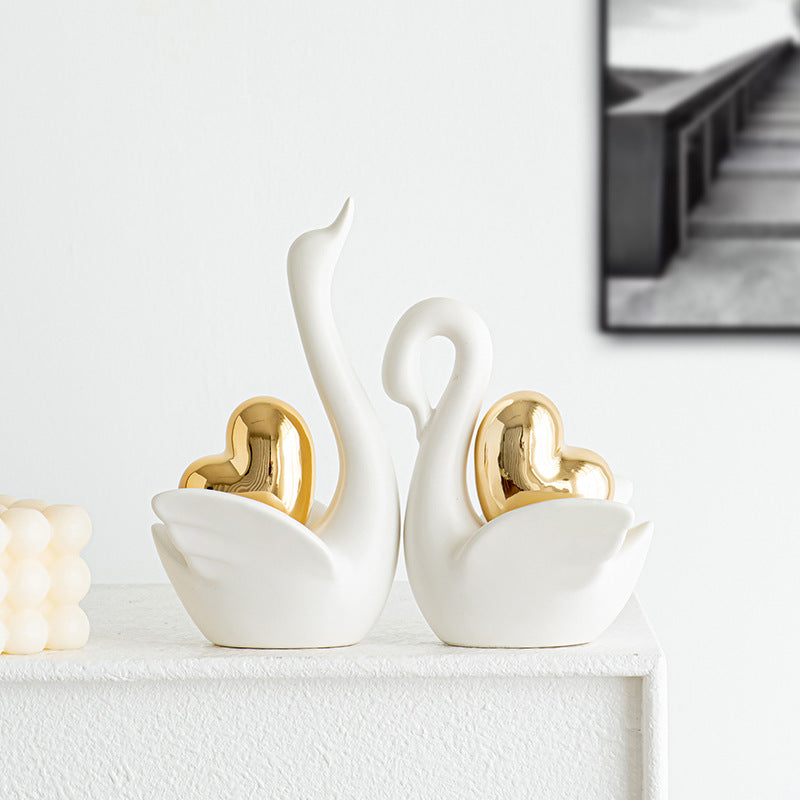 Elegant and romantic swans decorative figure Acalora