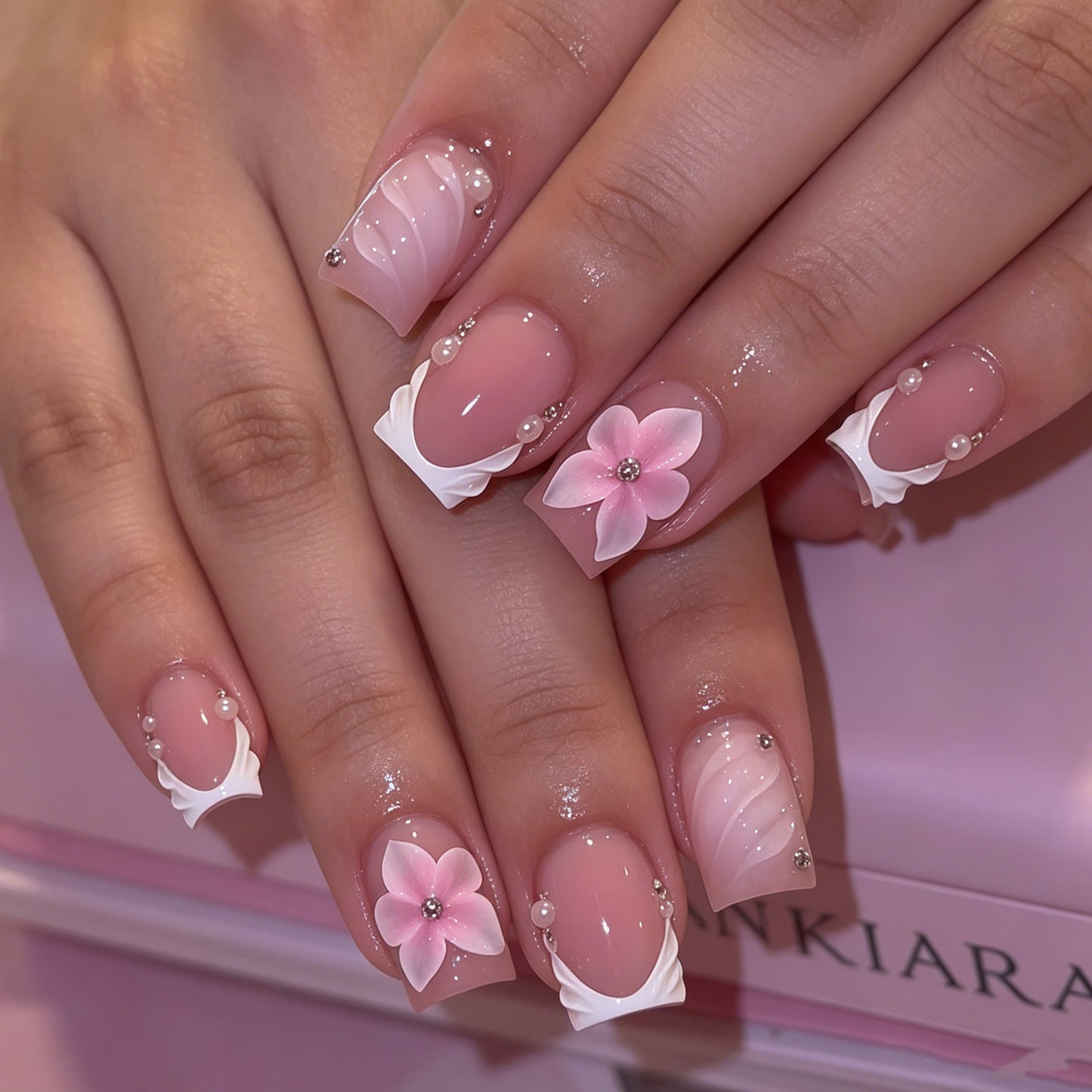 Decorative Floral Acrylic Nail Art Set Acalora