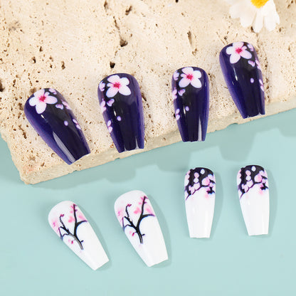 Artificial Nail Set with Floral Accents Acalora
