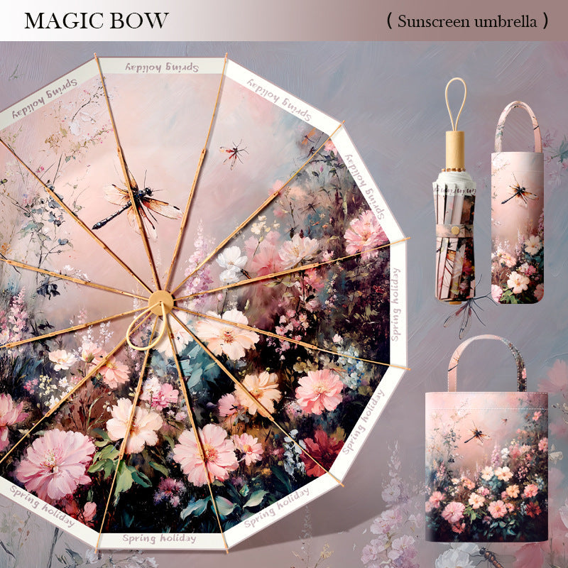 Ladies sun protection umbrella in floral design Bowlift