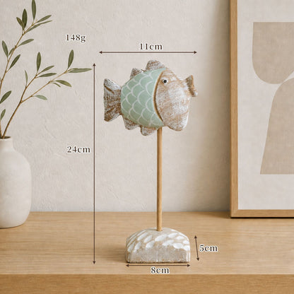 Coastal fish statue accent