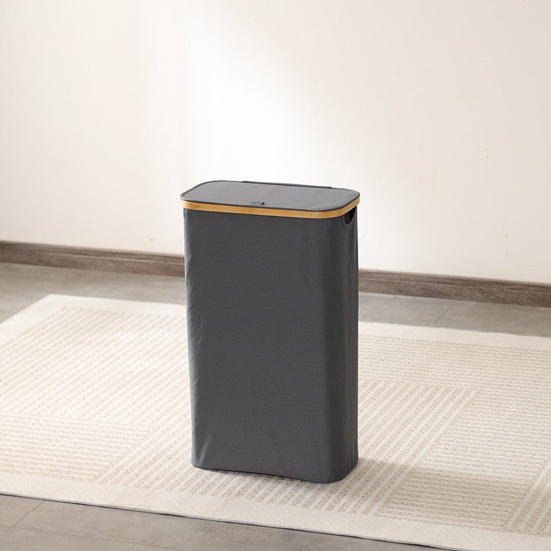 Elegant waste bin with bamboo lid Acalora