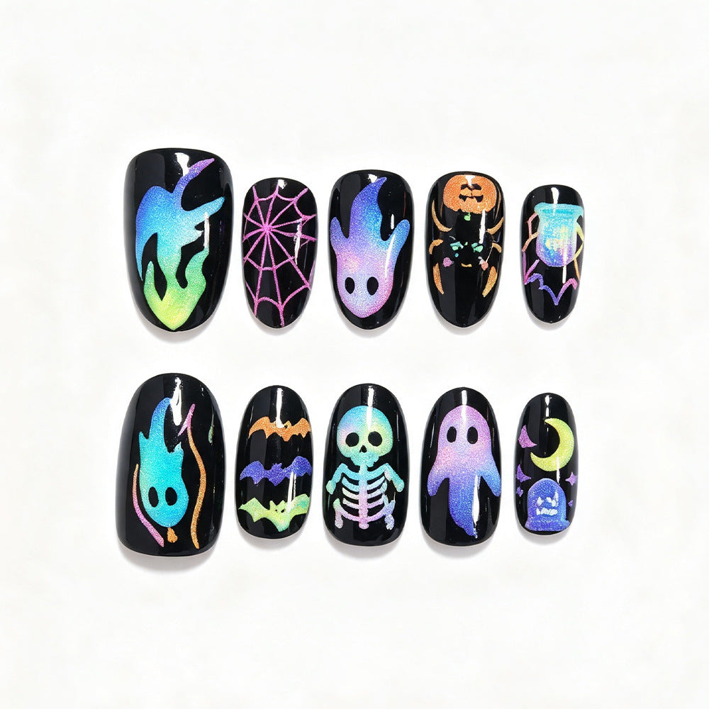Spooky Themed Press-On Nail Art Set Acalora