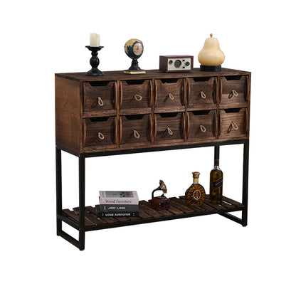 Rustic Wooden Console Table with Storage Acalora