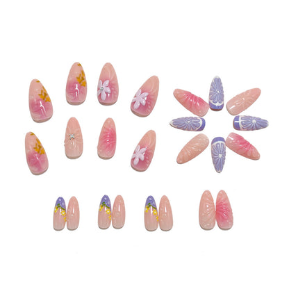 Artificial nail set with floral design and 3D effects Acalora