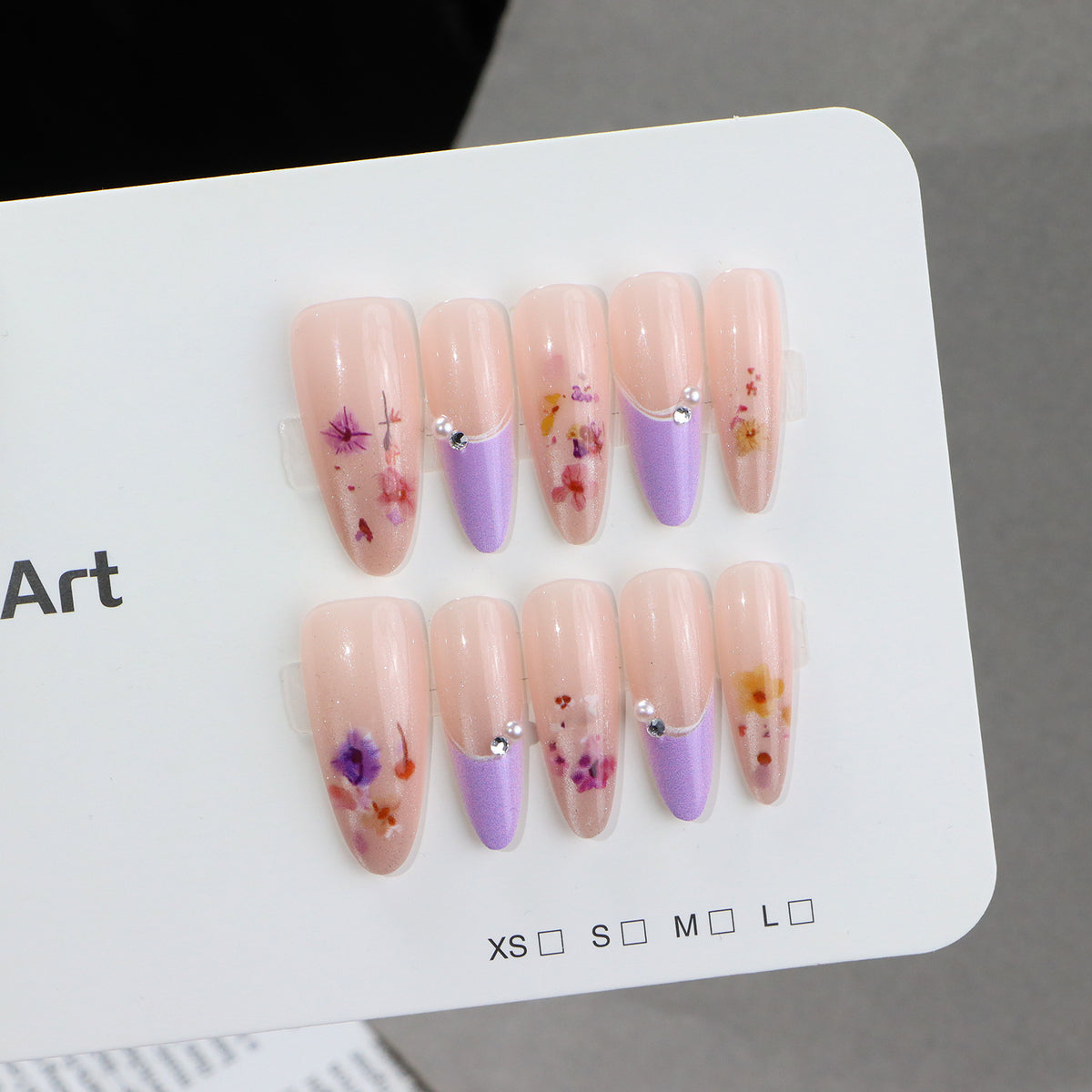 Floral-Embellished Press-On Nail Set Acalora