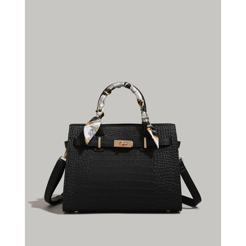 Textured Crocodile-Patterned Handbag Acalora