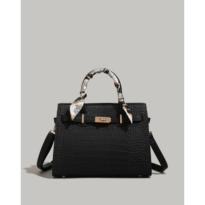Textured Crocodile-Patterned Handbag Acalora