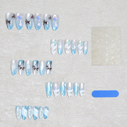 Acrylic nail set with elegant water and marine motifs Acalora