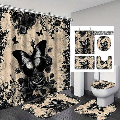 Artistic Skull and Floral Themed Bathroom Set