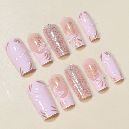 Decorative Long Press-On Nail Art Set Acalora
