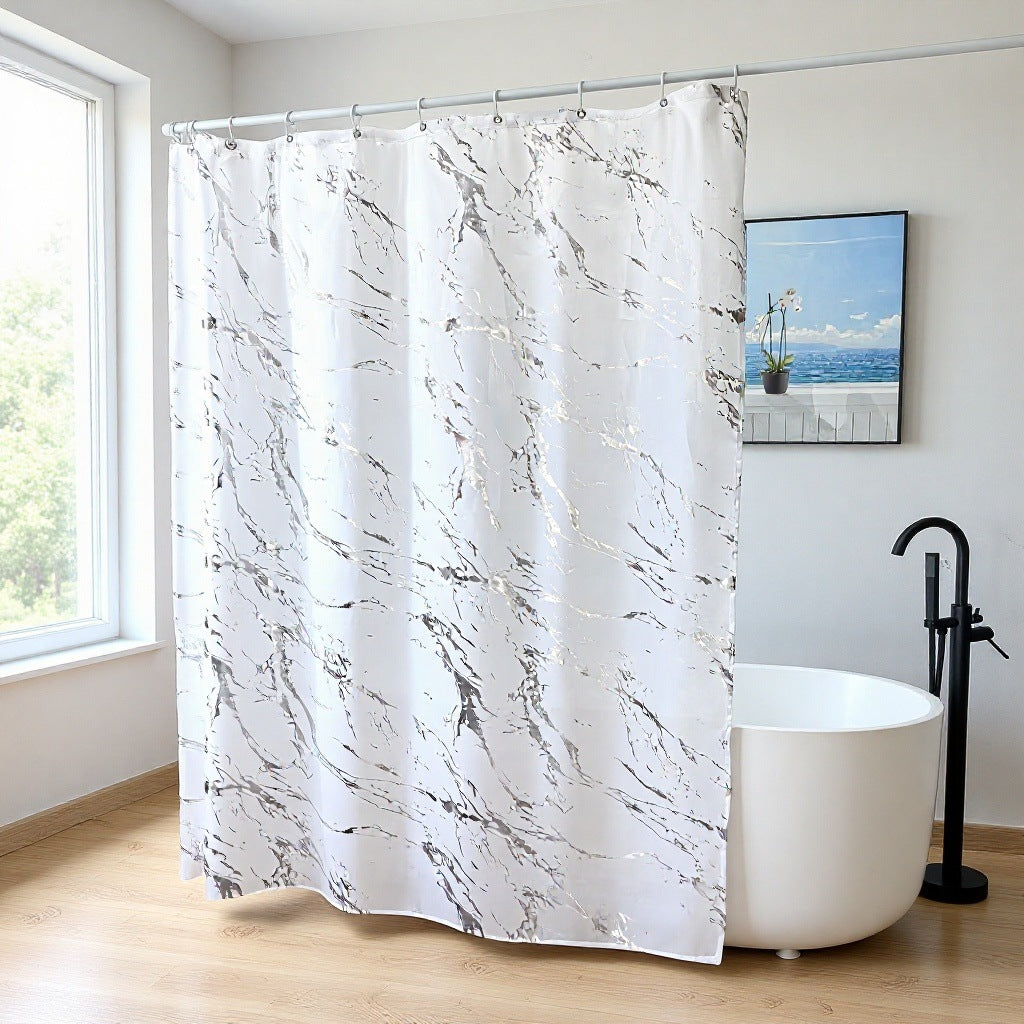 Marble Effect Waterproof Shower Curtain