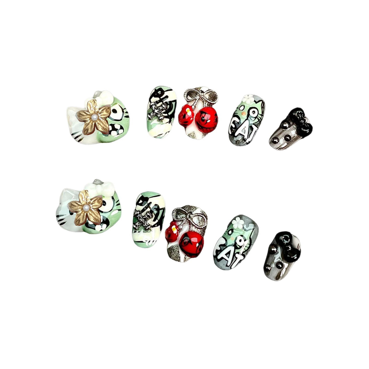 Playful Character Design Press-On Nail Art Set Acalora