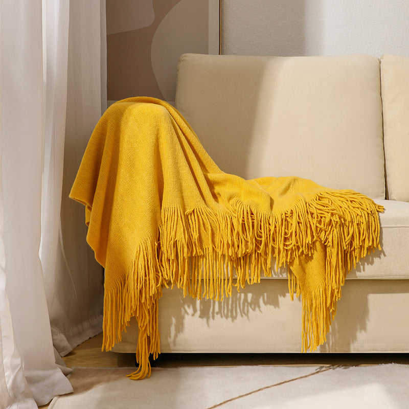 Unisex Luxurious Plush Fringe Throw Blanket