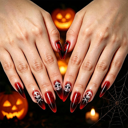 Artificial nail set with Halloween designs and elegant accents Acalora